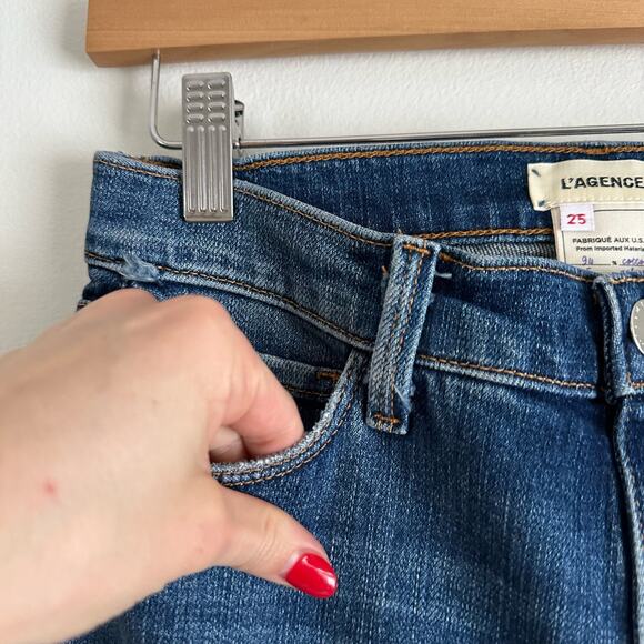 L'AGENCE Harris High Rise Cropped Straight Jean in Talledega 25 $290 - Picture 5 of 8